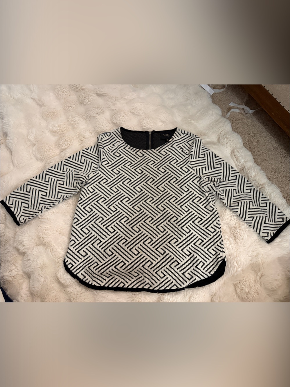 W5 Black and White Geometric Crewneck Sweater